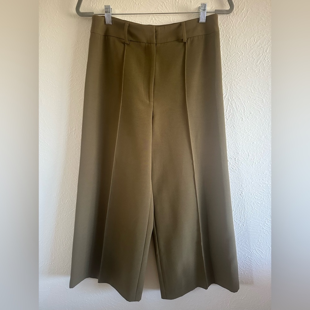 Milly high waisted, wide legged culottes in olive green